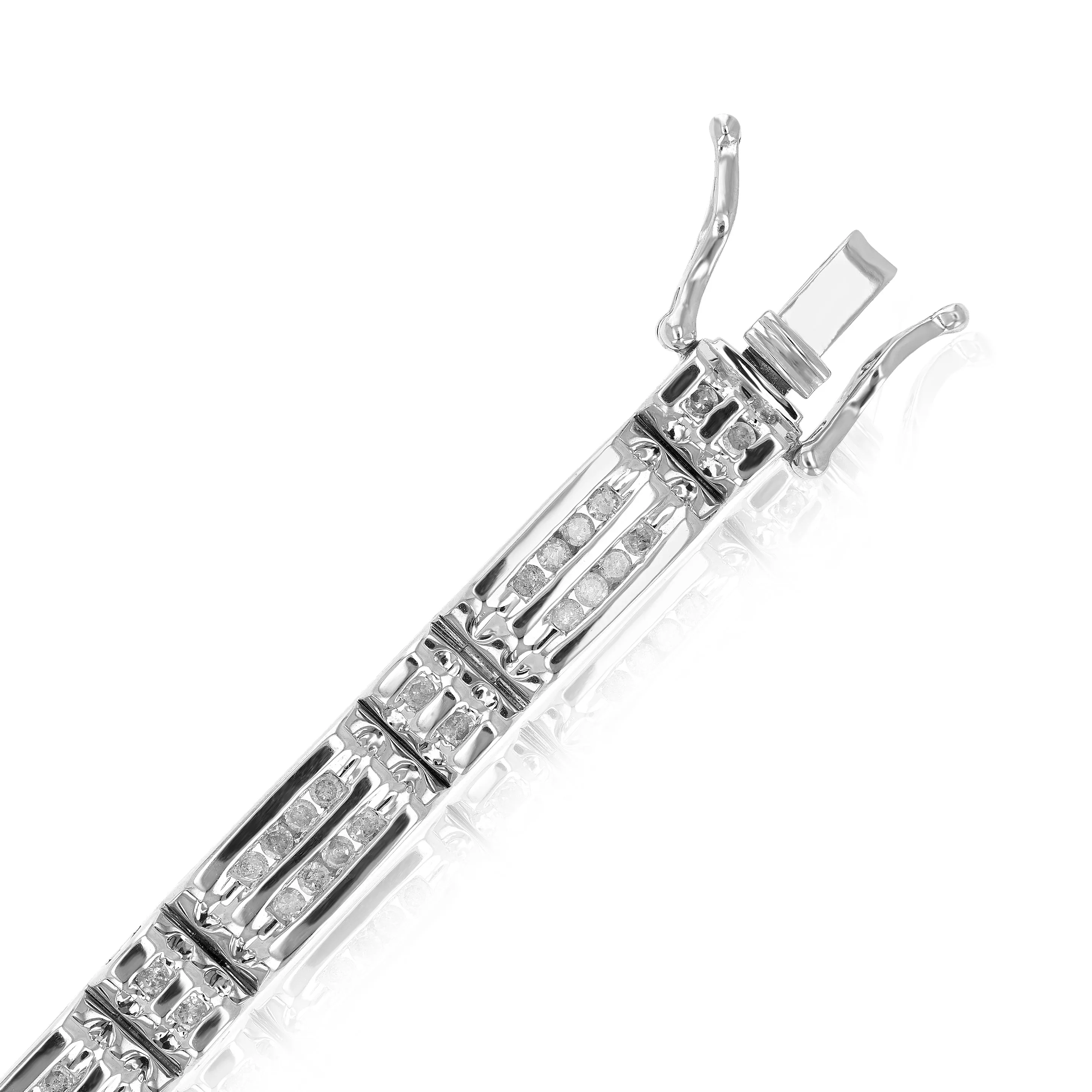 2 cttw Men's Diamond Bracelet .925 Sterling Silver with Rhodium 7 Inch 20 Grams