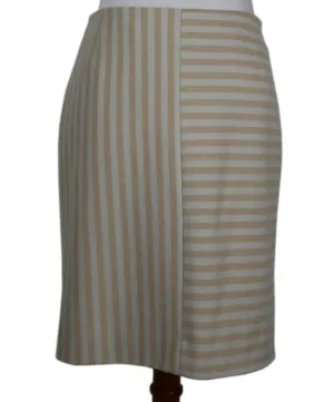 Akris Beige & Bone White Striped Skirt sz 6