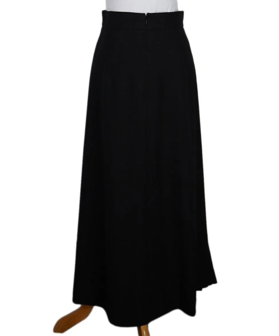 Akris Long Black Pleated Wool Skirt sz 4