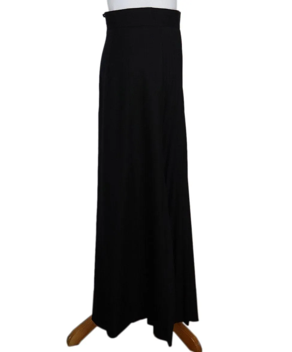 Akris Long Black Pleated Wool Skirt sz 4