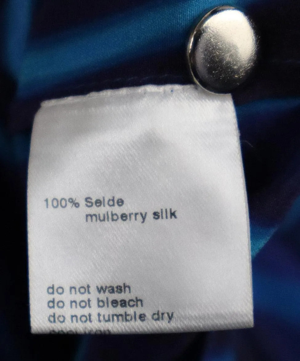 Akris Punto Blue & Green Silk Top sz 10