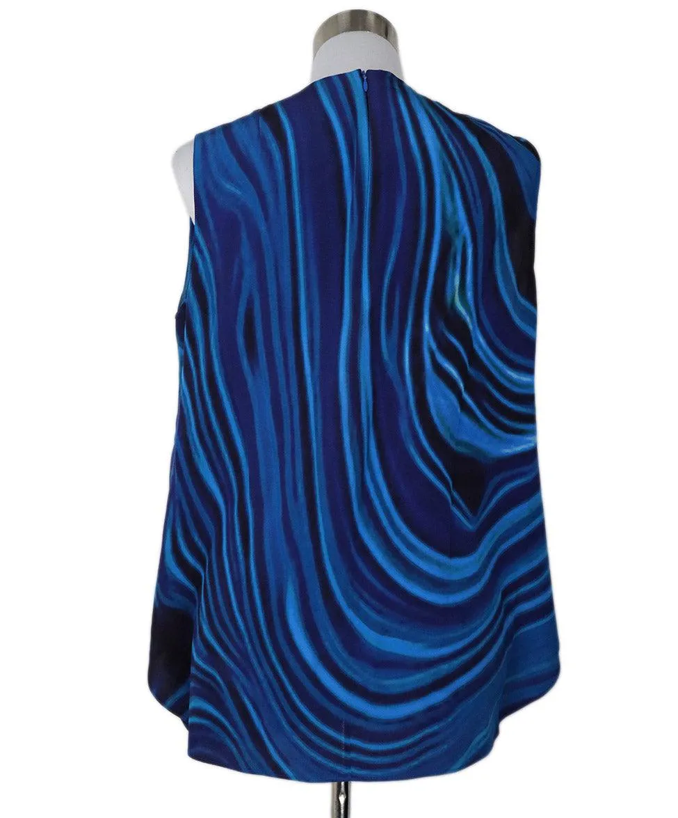 Akris Punto Blue & Green Silk Top sz 10