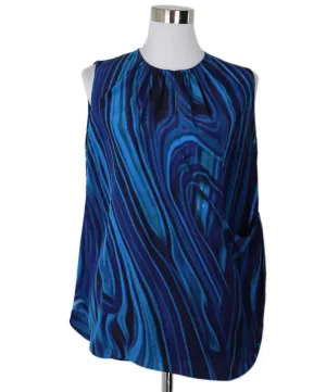 Akris Punto Blue & Green Silk Top sz 10