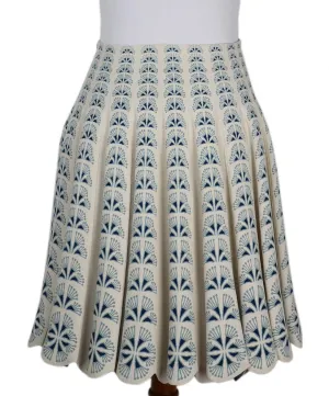 Alaia Cream & Blue Print Skirt sz 6