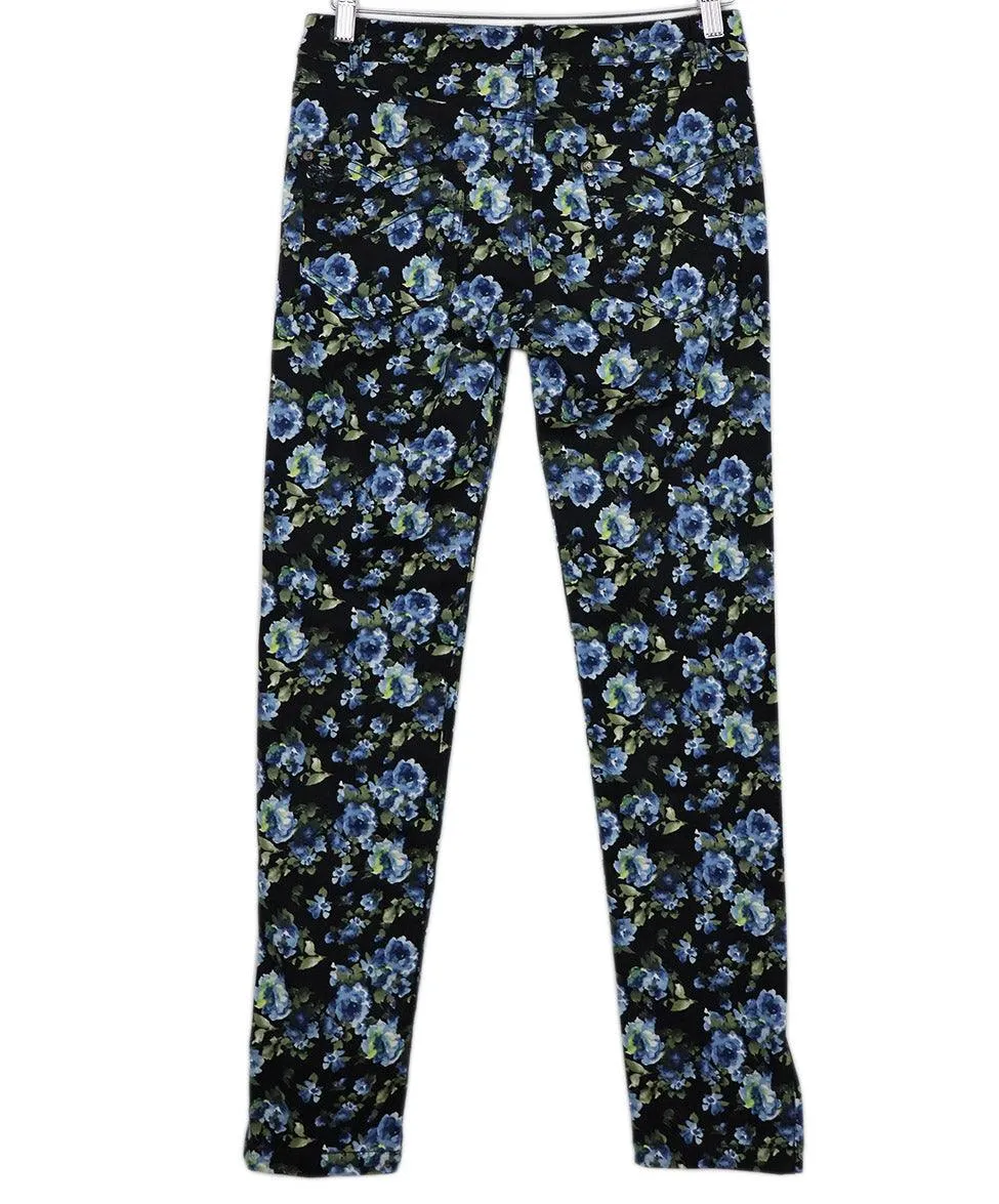Anne Fontaine Blue & Green Floral Jeans sz 6