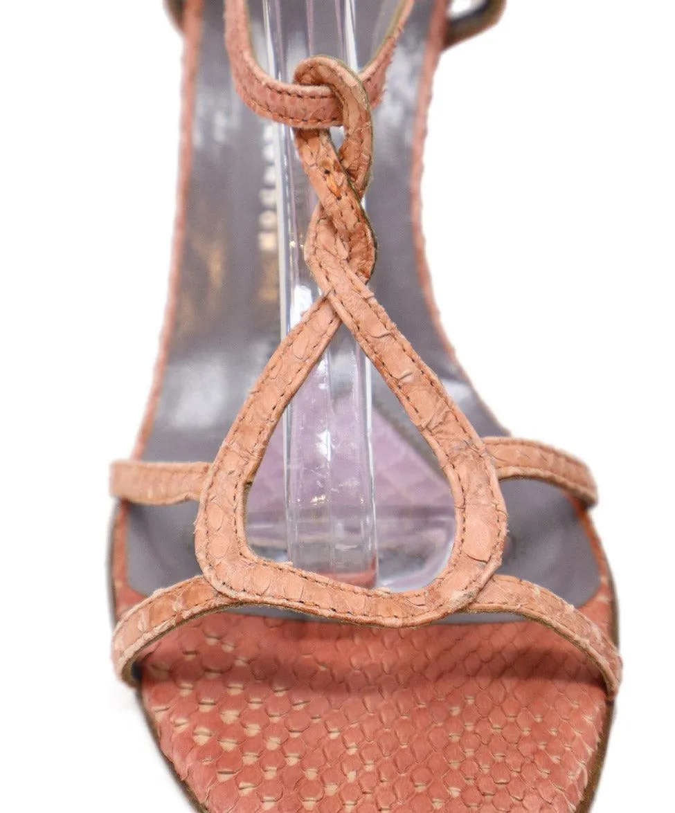 Anya Hindmarch Pink Snakeskin Sandals sz 7.5