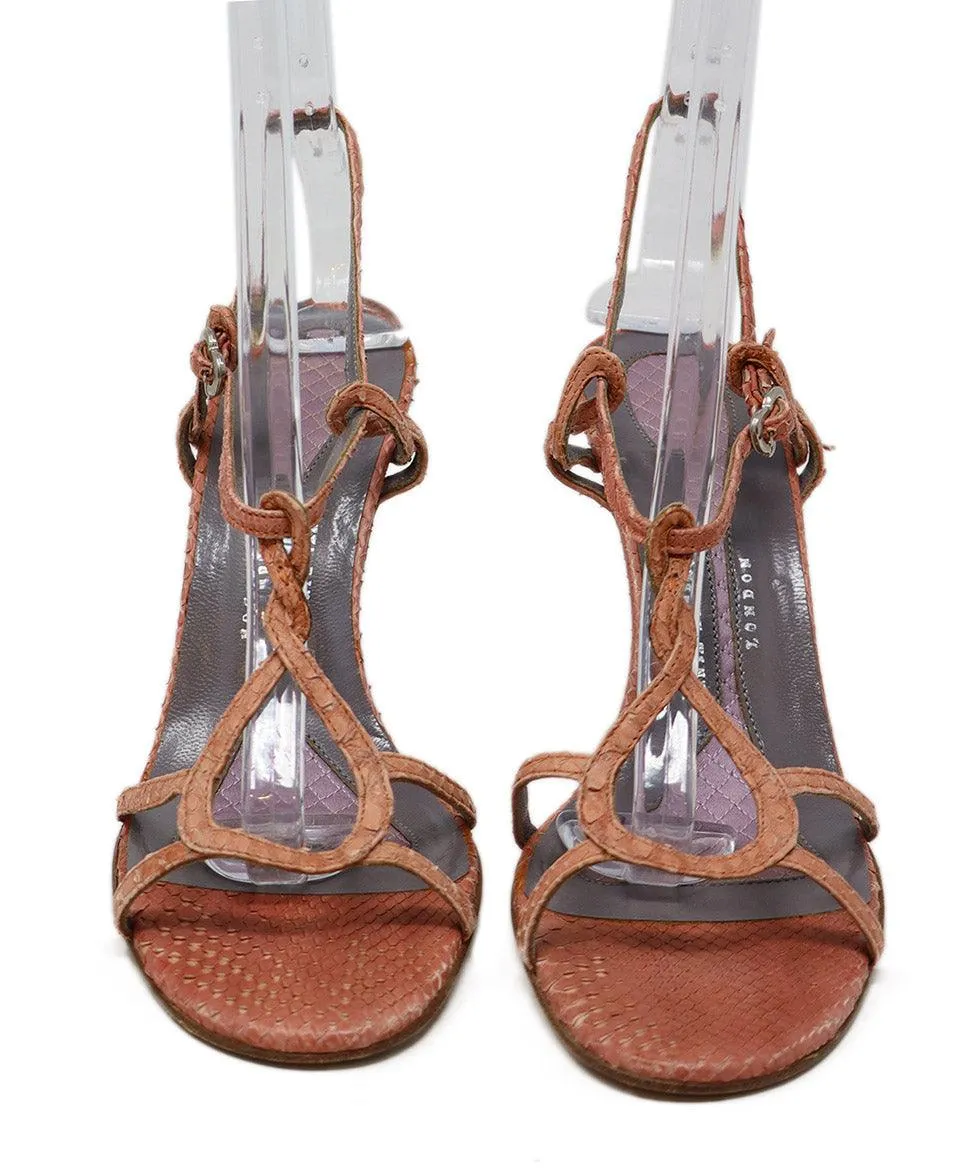 Anya Hindmarch Pink Snakeskin Sandals sz 7.5