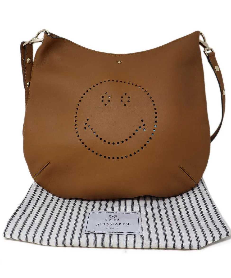 Anya Hindmarch Tan Leather Smiley Face Crossbody