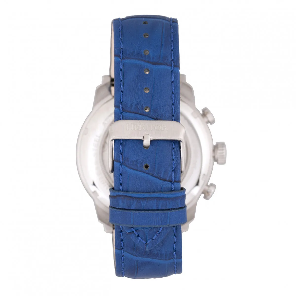 Arthur Semi-Skeleton Leather-Band Watch with Day & Date