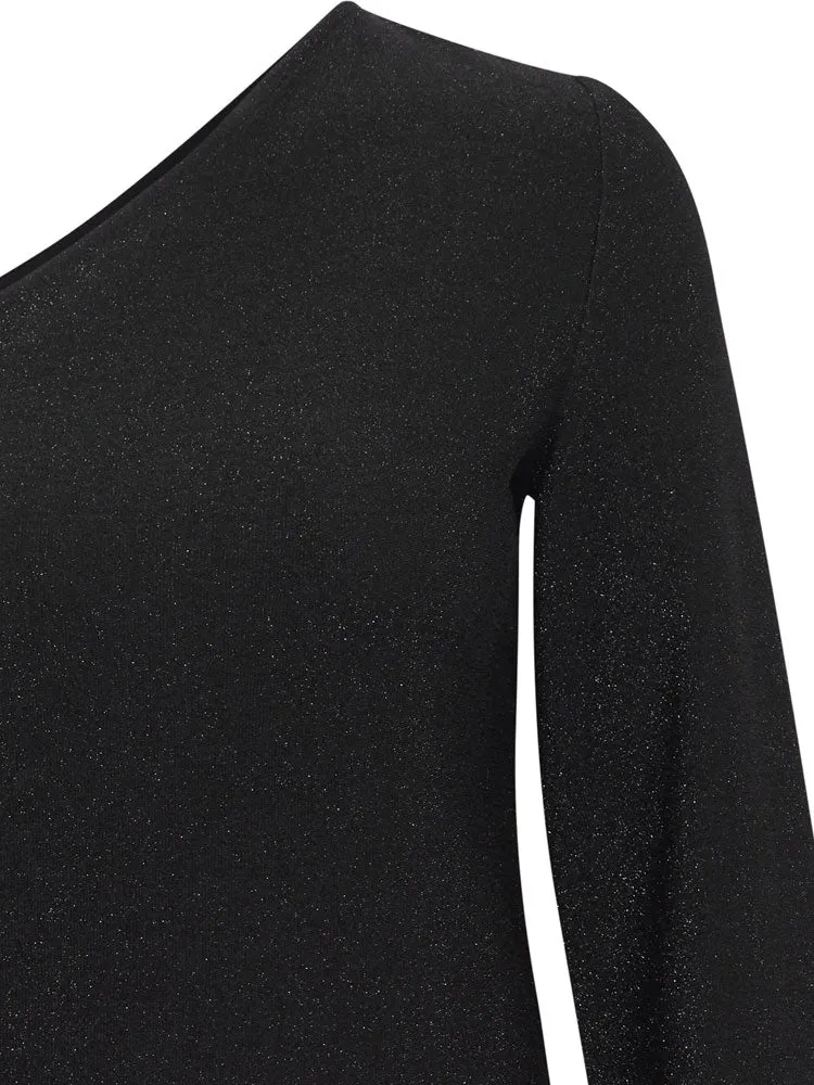 B Young ByTacha One Shoulder Top Black Mix