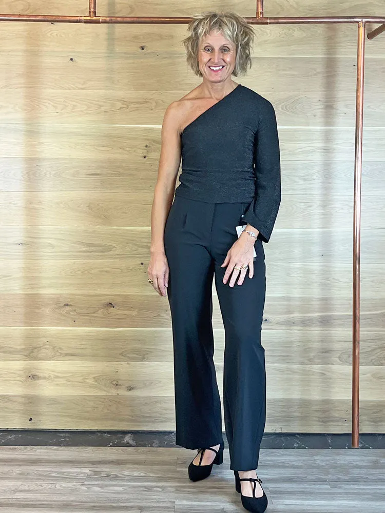 B Young ByTacha One Shoulder Top Black Mix