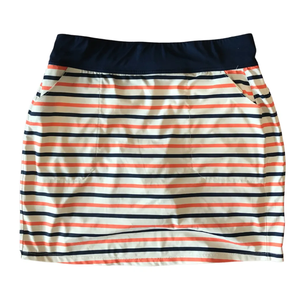 Belyn Key Navy, White, & Orange Striped Skort Size M MSP$108