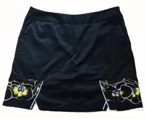 Black Adidas Skort with White & Purple Flowers on Hem