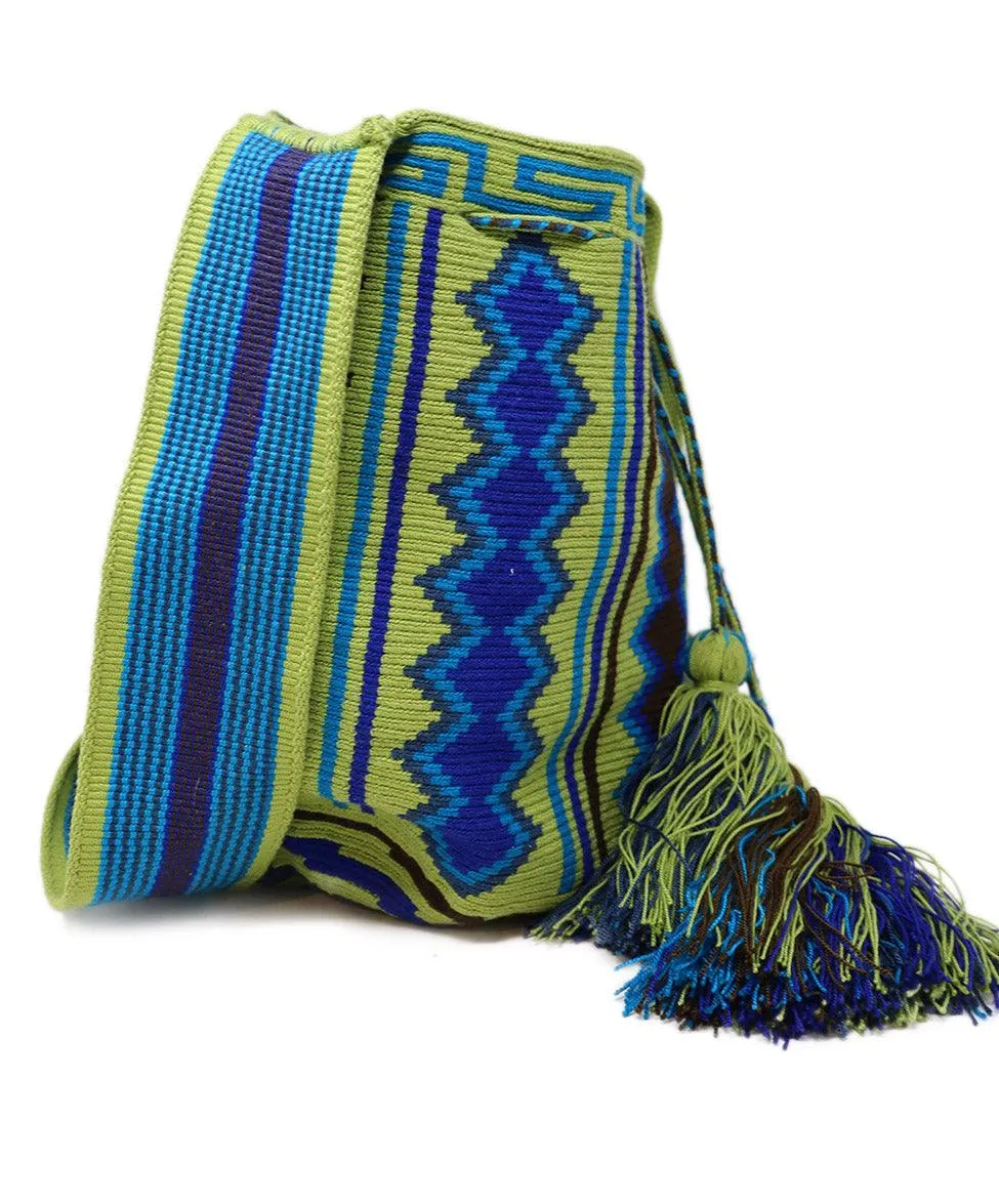 Blue & Green Woven Cotton Crossbody