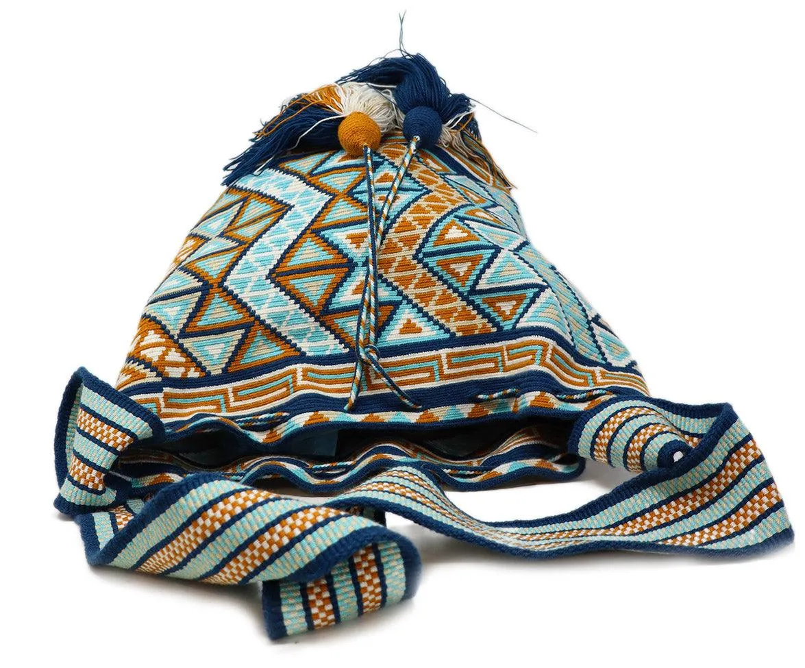 Blue & Orange Woven Cotton Handbag