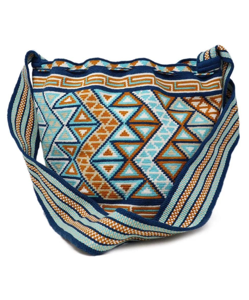 Blue & Orange Woven Cotton Handbag