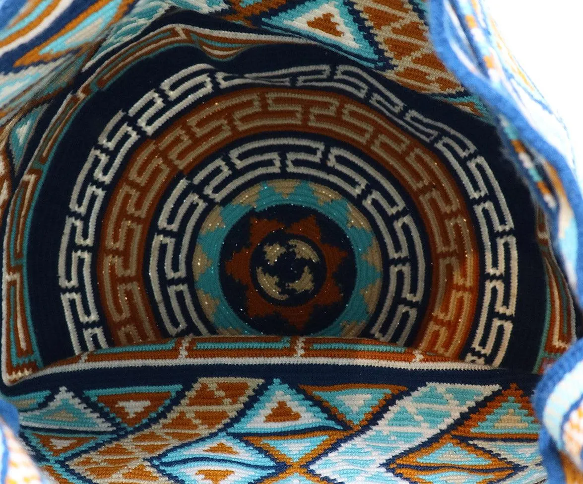 Blue & Orange Woven Cotton Handbag