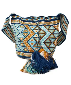 Blue & Orange Woven Cotton Handbag