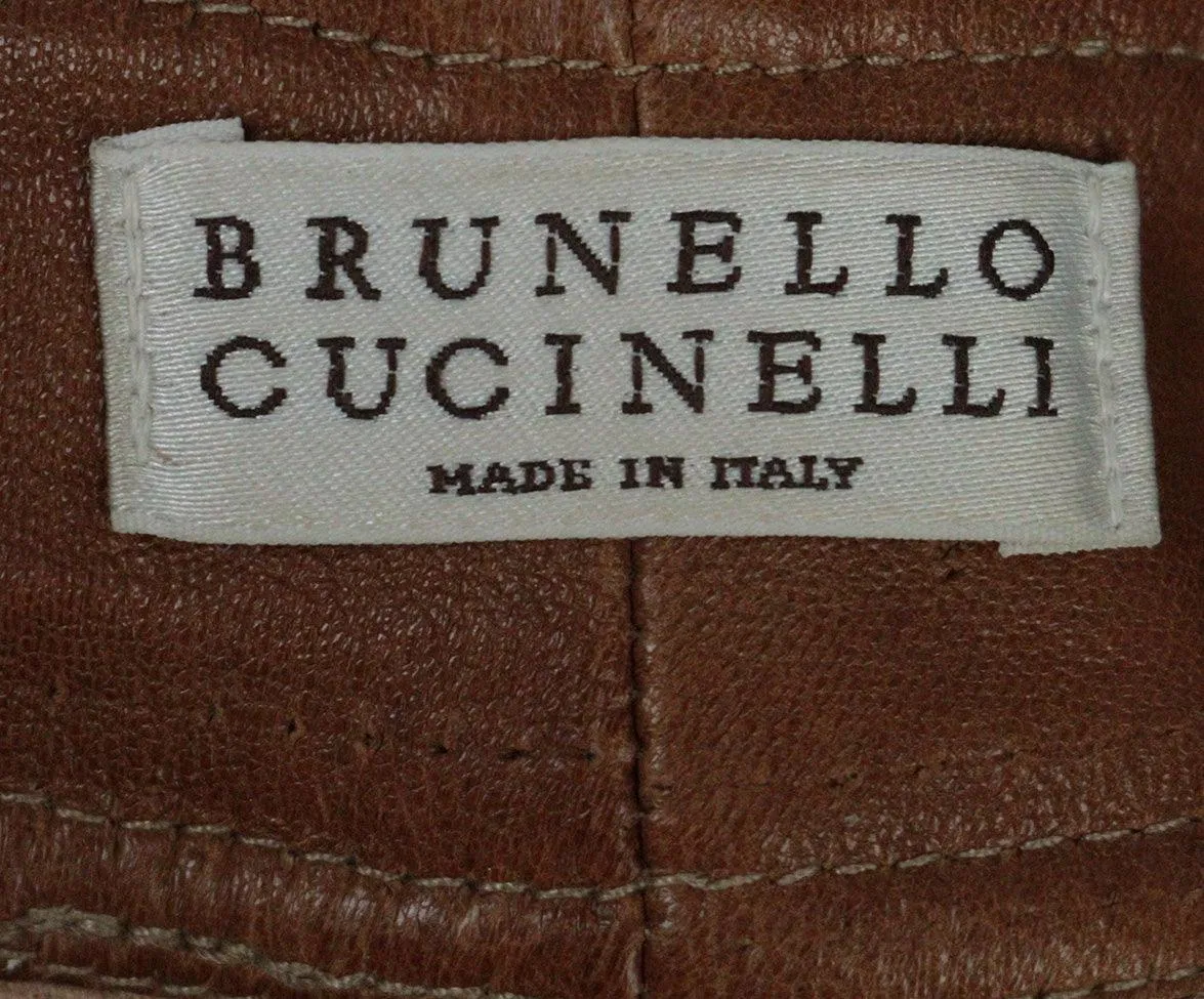 Brunello Cucinelli Cognac Leather Pants sz 2