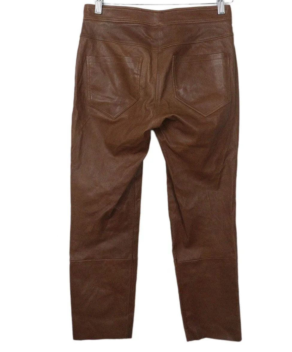 Brunello Cucinelli Cognac Leather Pants sz 2