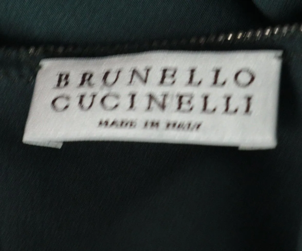 Brunello Cucinelli Olive Silk Blouse sz 6