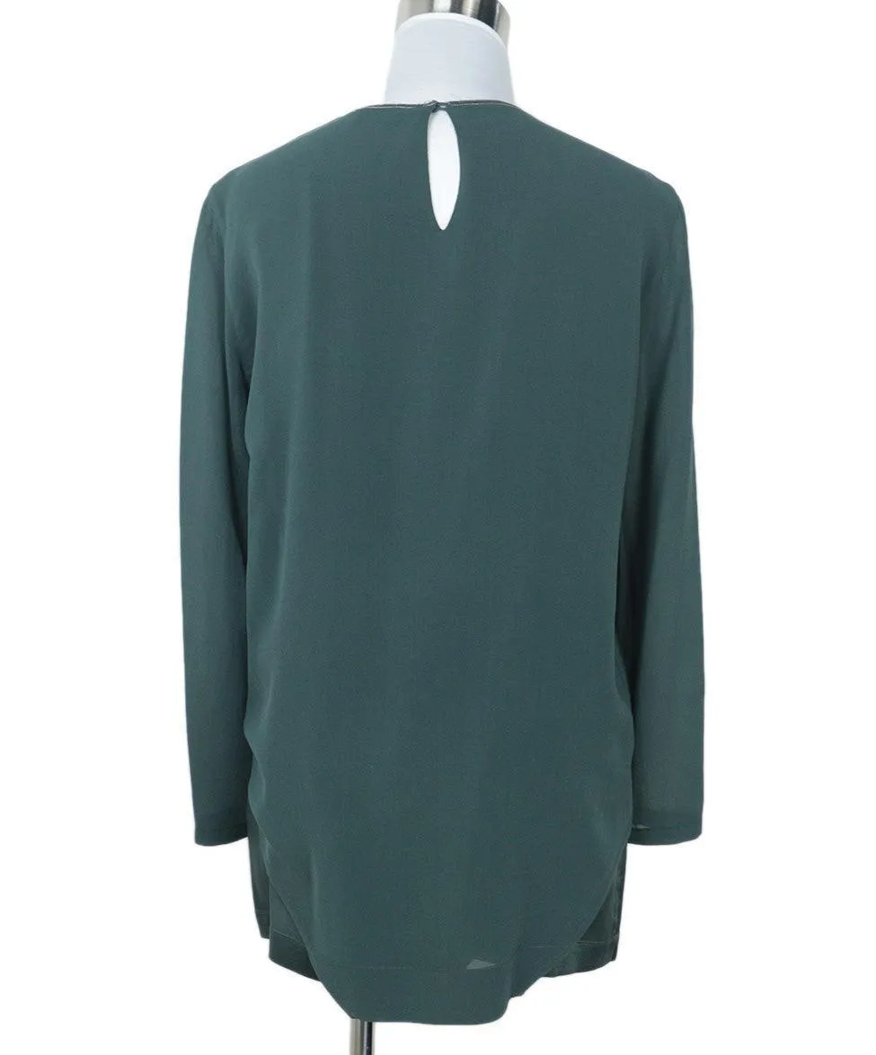 Brunello Cucinelli Olive Silk Blouse sz 6