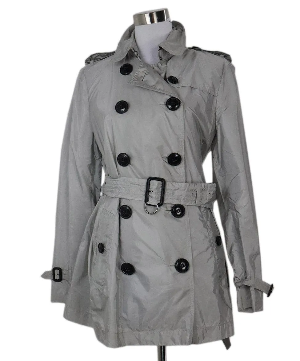 Burberry Brit Grey Nylon Coat sz 12