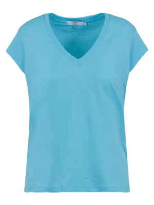 CC Heart Basic V-Neck T-Shirt Aqua Blue
