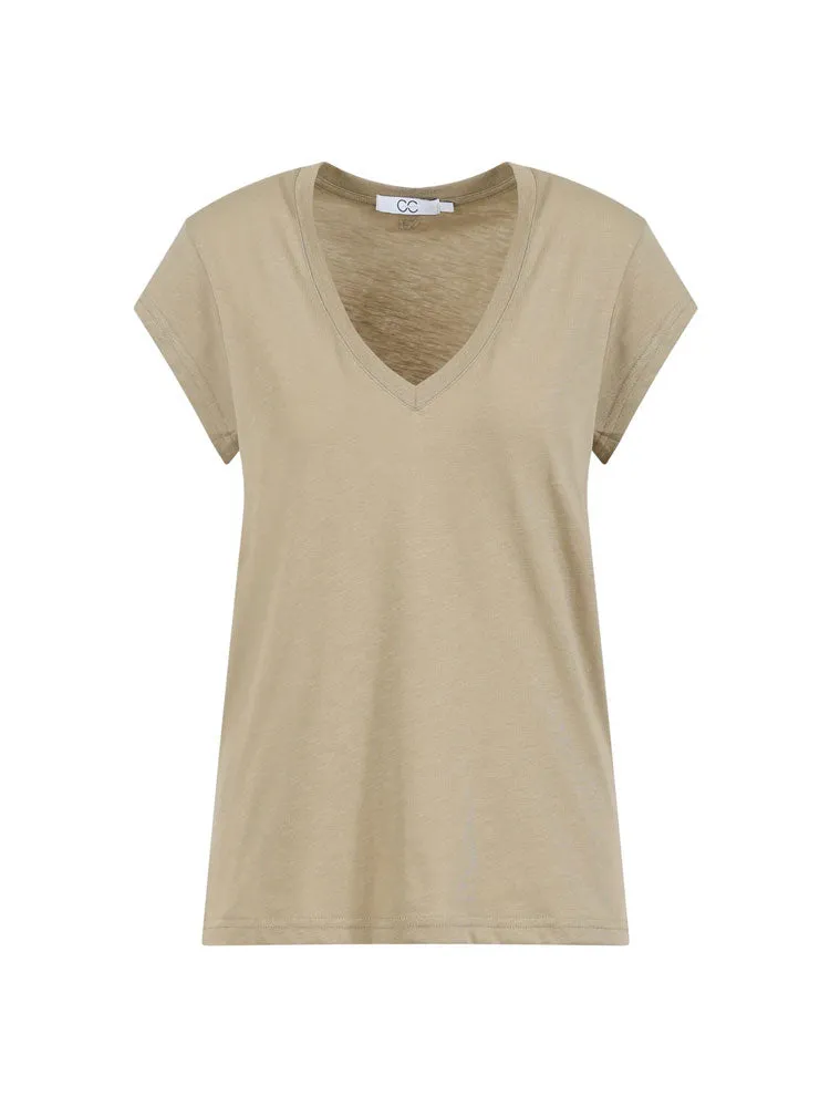 CC Heart V-Neck T-Shirt Sand Olive