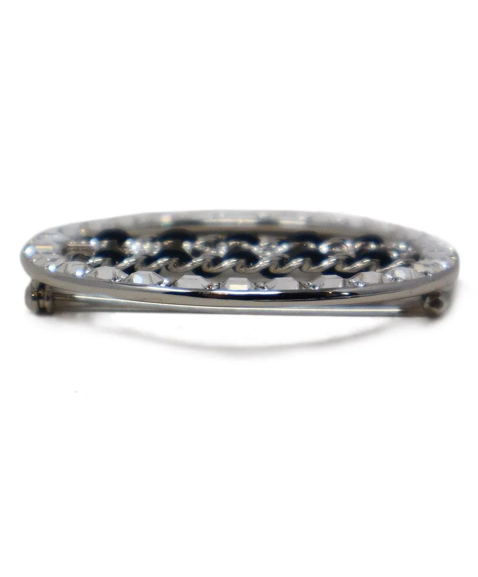 Chanel 2018 Black & Silver Rhinestone Pin