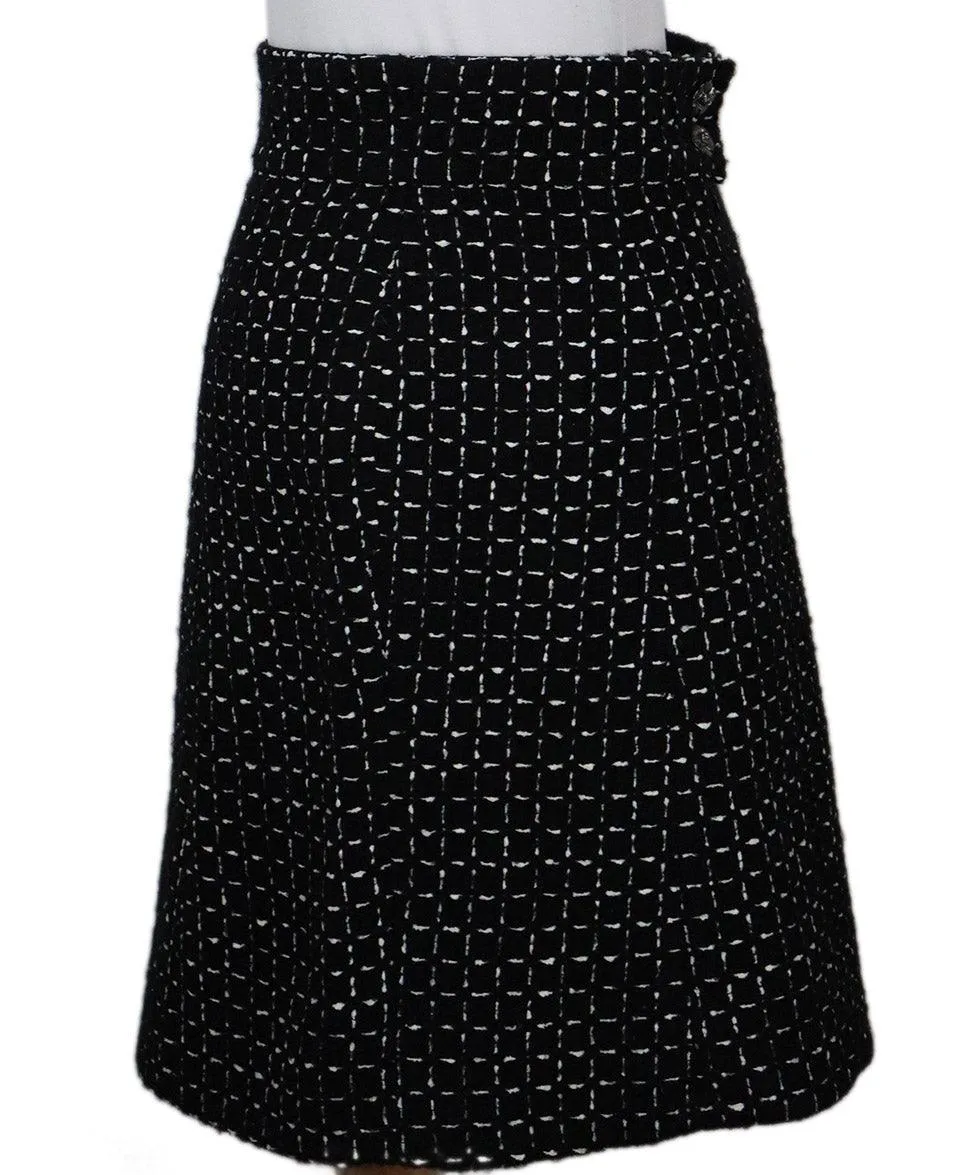 Chanel B&W Wool Tweed Skirt sz 2