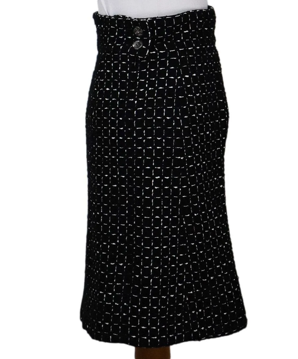 Chanel B&W Wool Tweed Skirt sz 2
