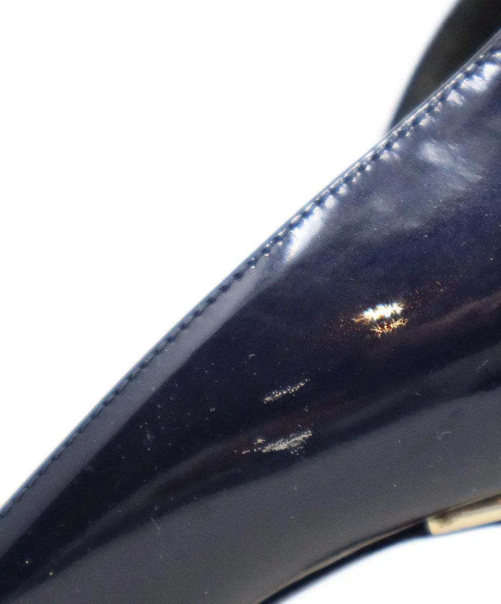 Chanel Navy Patent Leather Heels sz 9.5