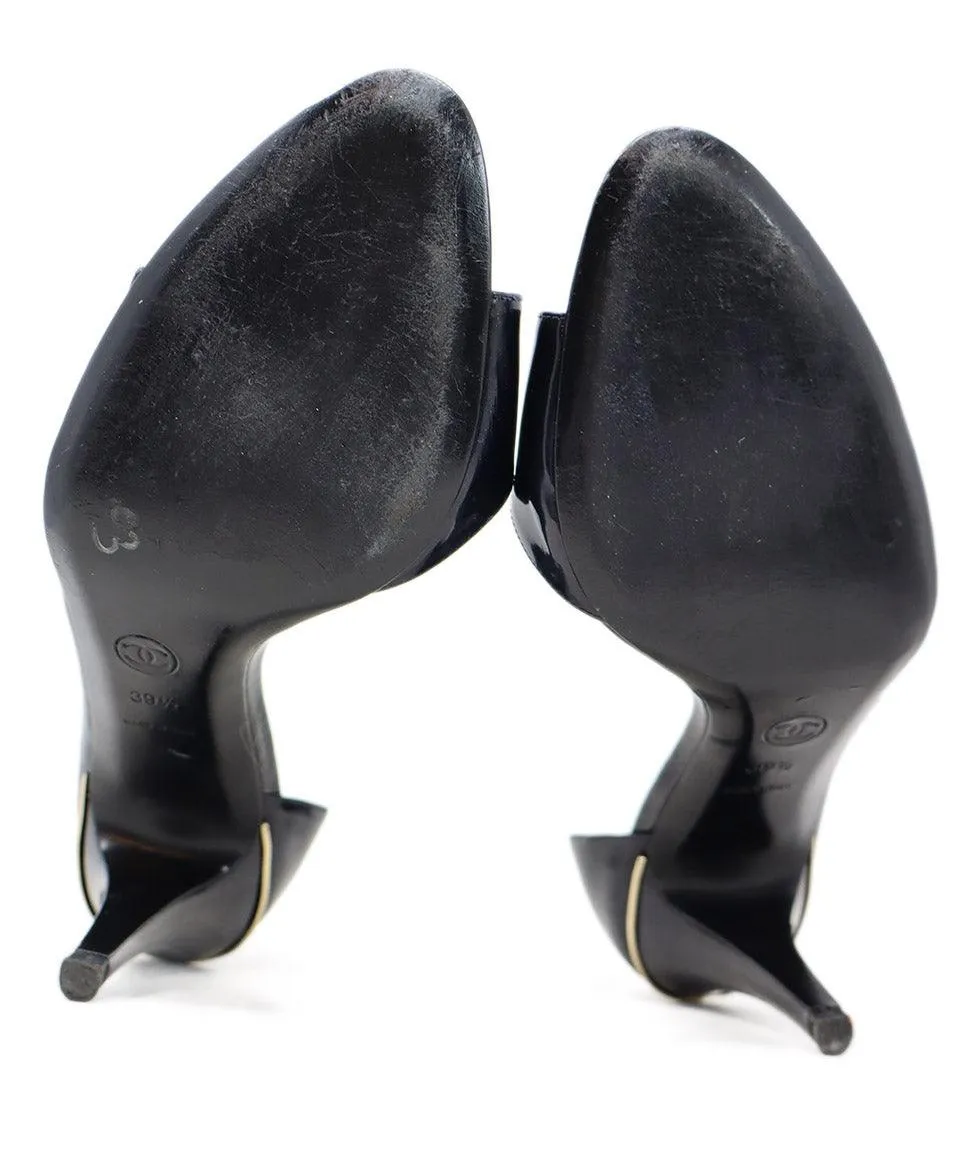 Chanel Navy Patent Leather Heels sz 9.5