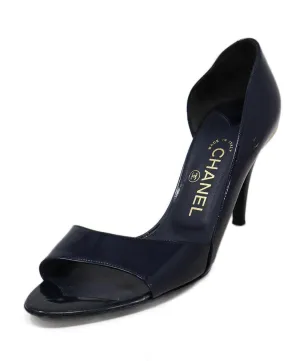 Chanel Navy Patent Leather Heels sz 9.5
