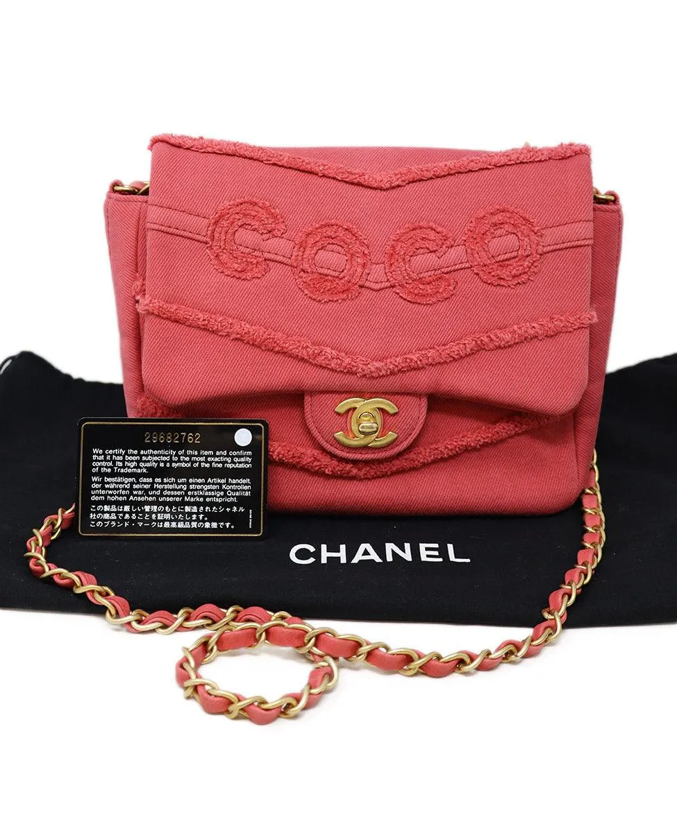 Chanel Pink Denim Coco Flap Bag Crossbody