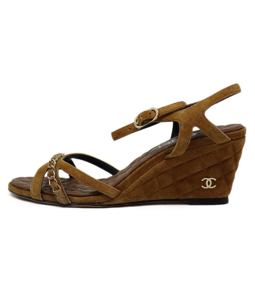 Chanel Tobacco Suede Chain Sandals sz 6