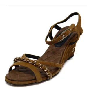 Chanel Tobacco Suede Chain Sandals sz 6