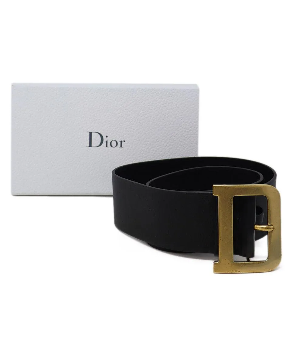 Christian Dior Black Leather Diorquake Belt
