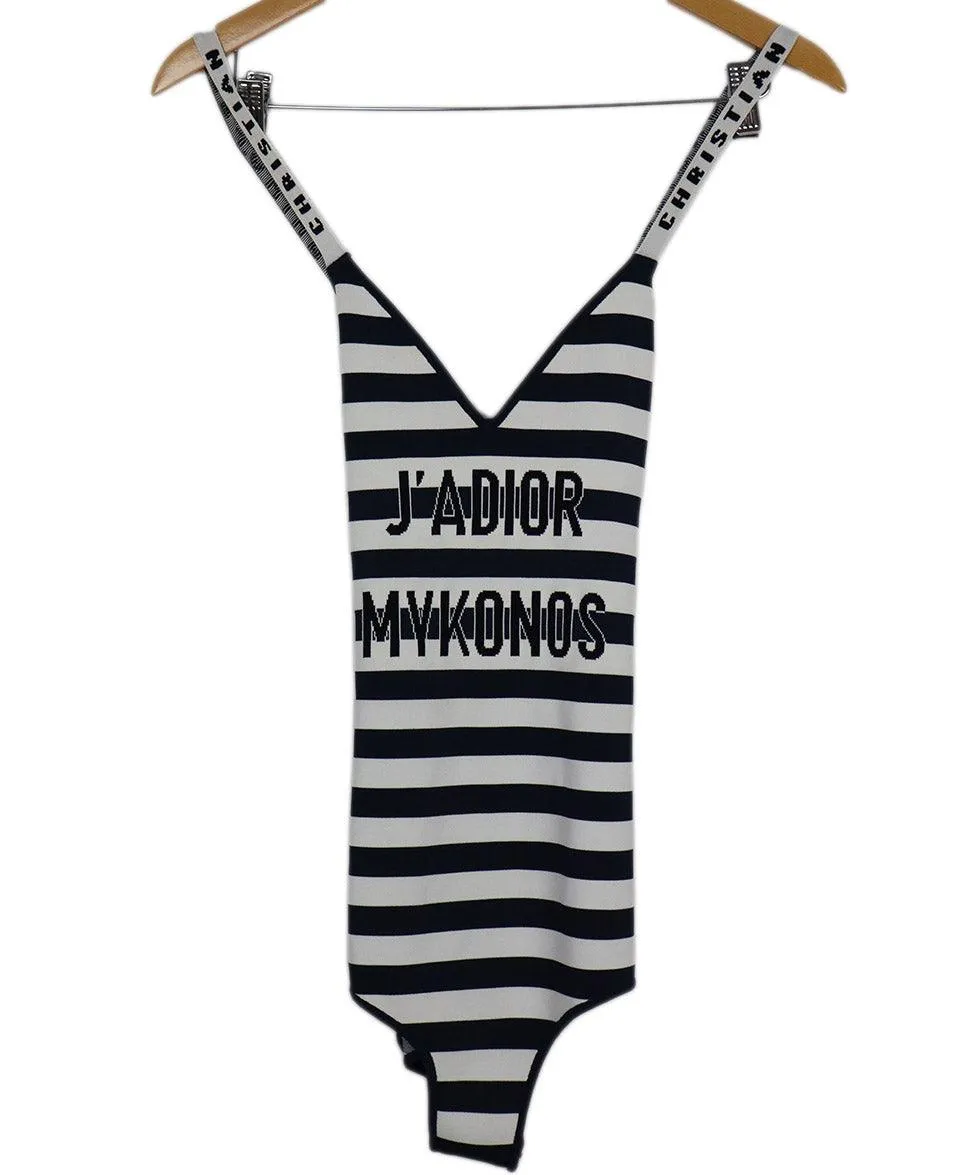 Christian Dior Navy & White Striped Bodysuit sz 10