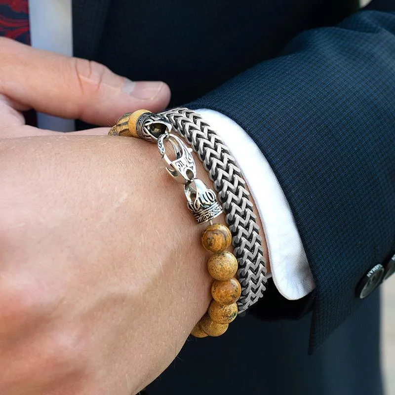 Crucible Los Angeles Matte Finish Stainless Steel Double Row Franco Chain Bracelet