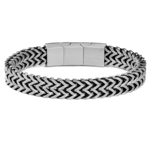 Crucible Los Angeles Matte Finish Stainless Steel Double Row Franco Chain Bracelet