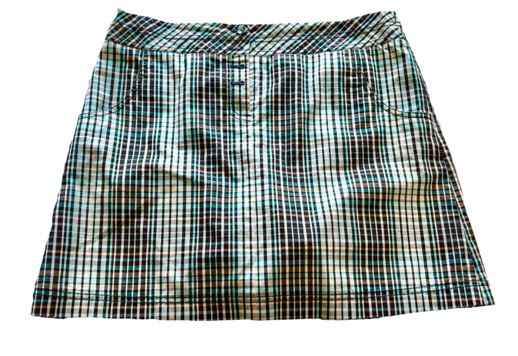 Cutter & Buck Light Blue, Black, Gray Plaid Golf Skort Size 12 MSP$80