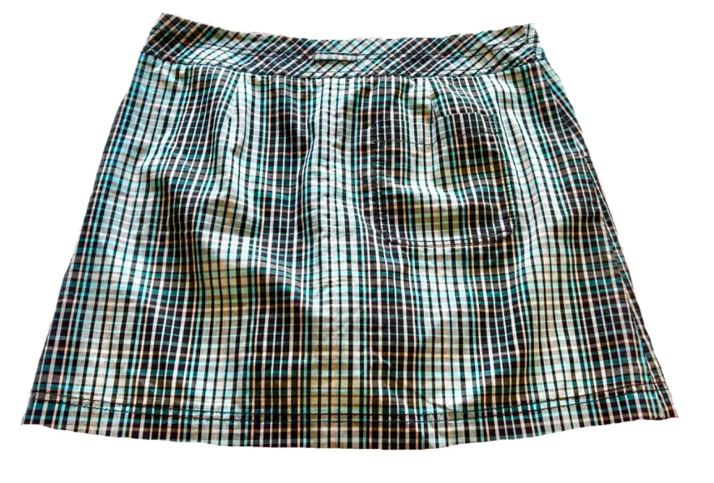 Cutter & Buck Light Blue, Black, Gray Plaid Golf Skort Size 12 MSP$80
