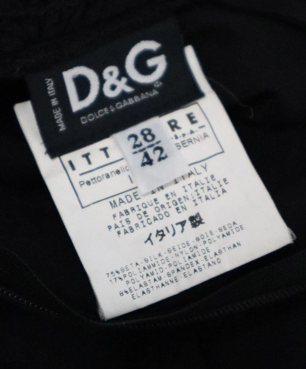 D&G Black Silk Sheer Ruffle Trim Blouse sz 6
