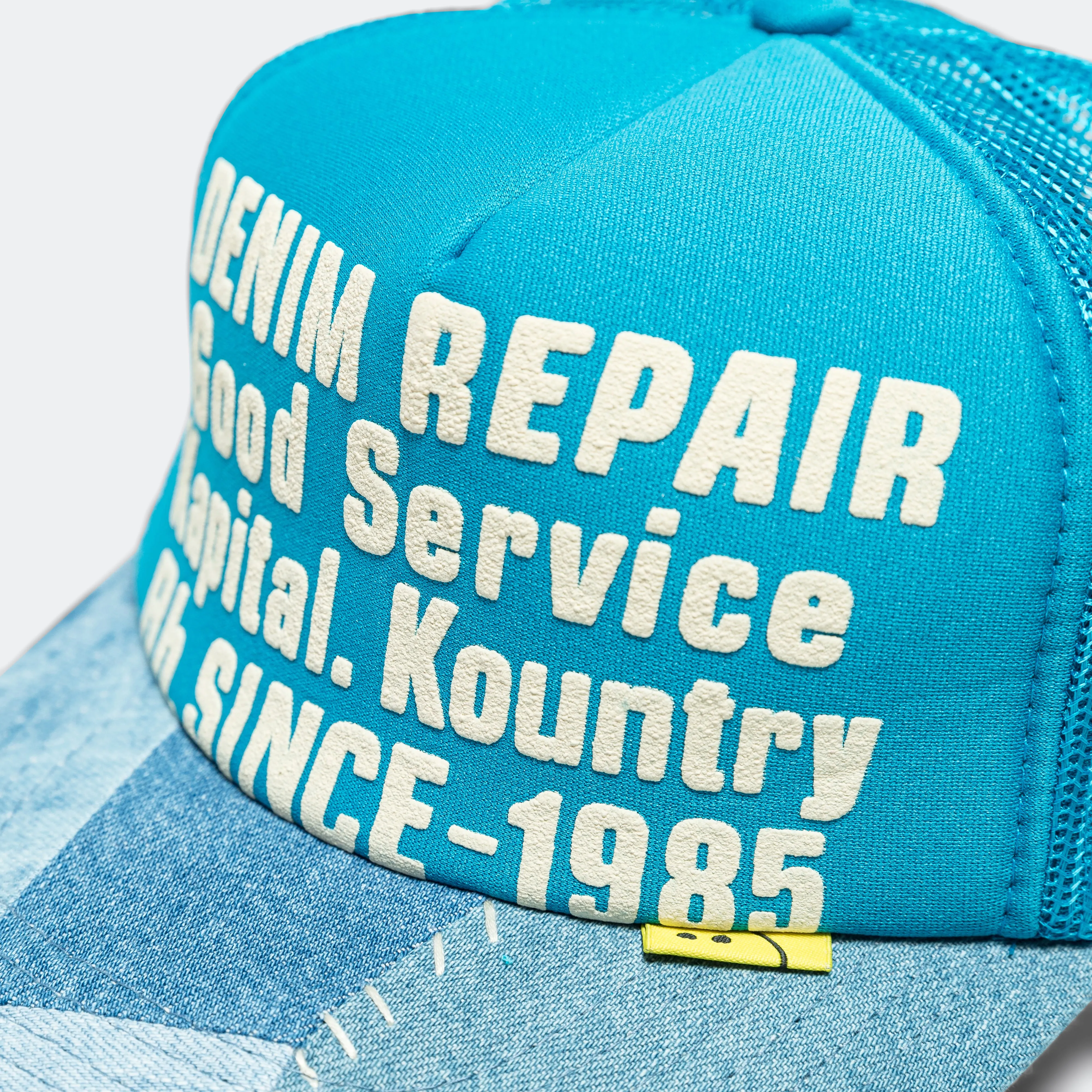 Denim Repair Service Denim Reconstruction Truck Cap - Turquoise