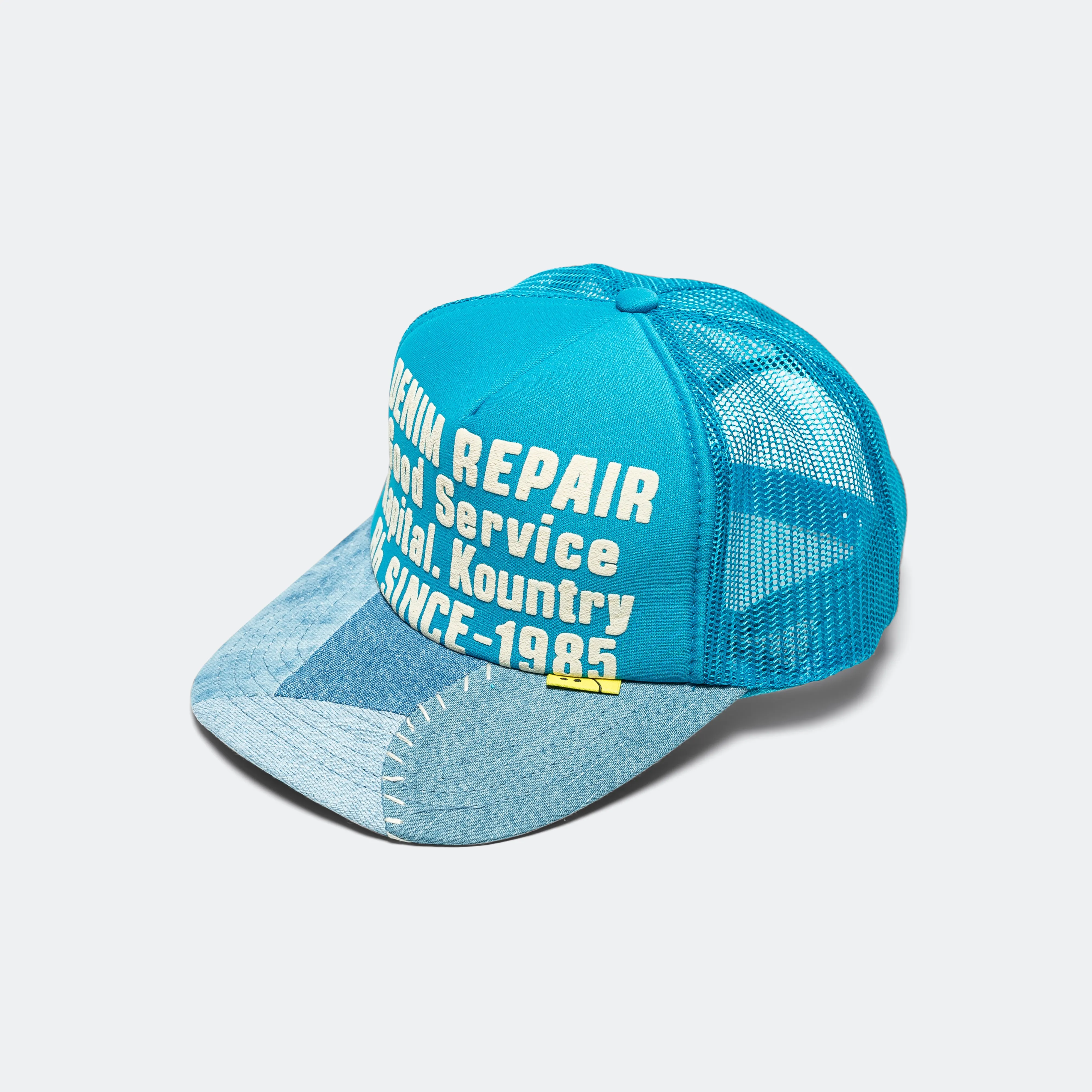 Denim Repair Service Denim Reconstruction Truck Cap - Turquoise