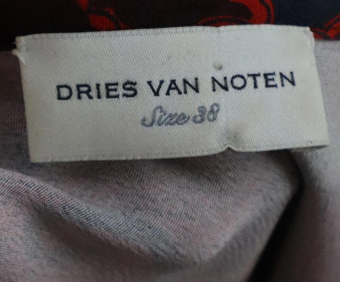 Dries Van Noten Burgundy & Green Print Dress sz 4