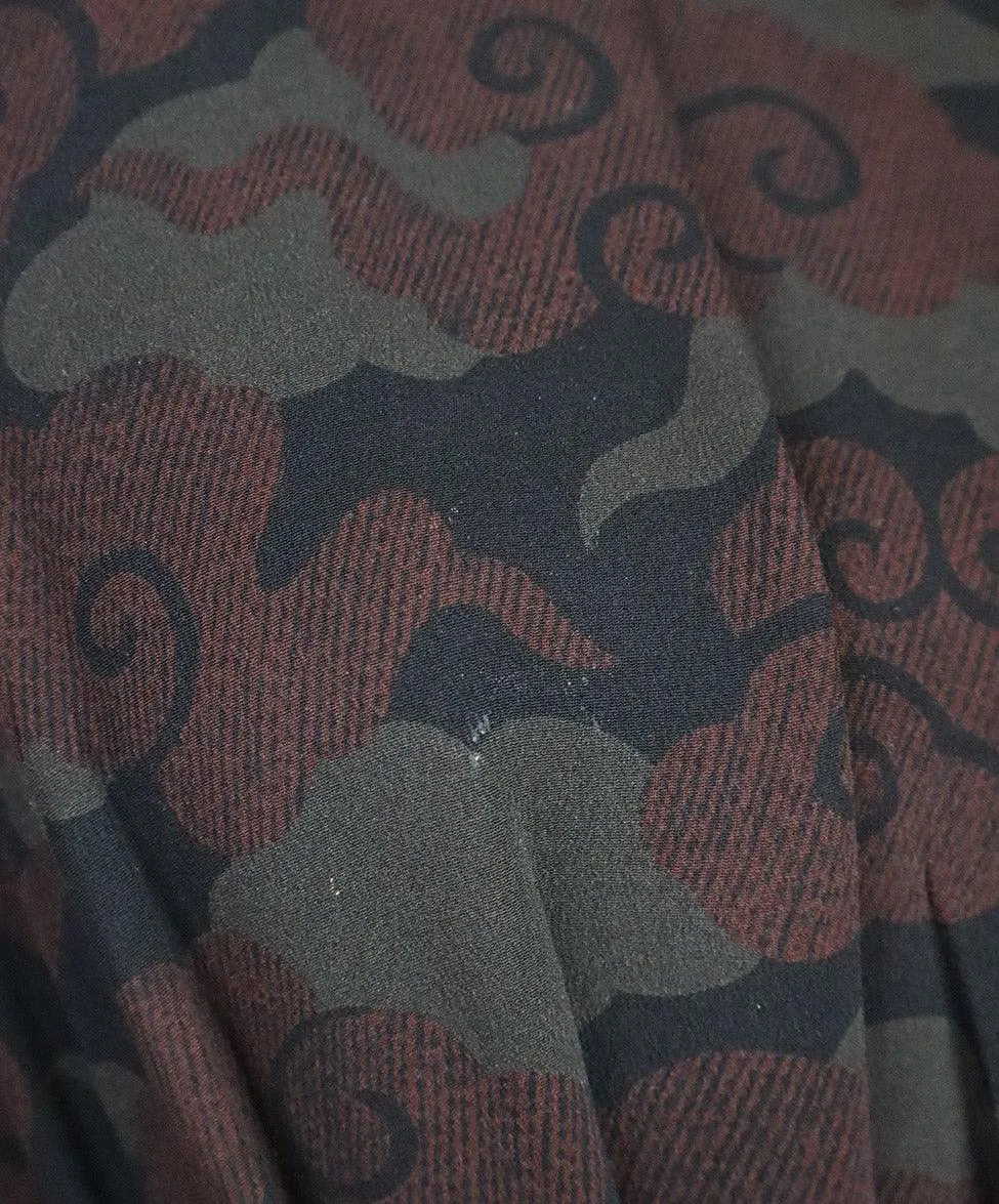 Dries Van Noten Burgundy & Green Print Dress sz 4