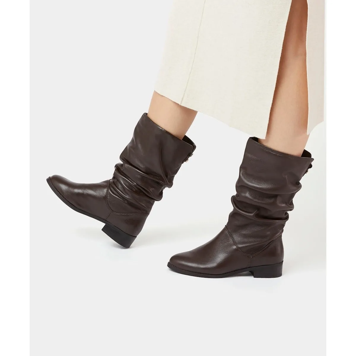 Dune Rosalindas Womens Mid Calf Pull On Leather Boot